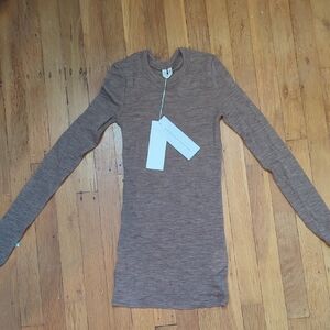 Arket Long Sleeve Crewneck Top in Brown Heather